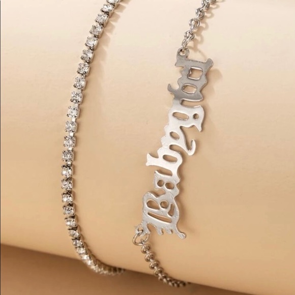 Silver two piece anklet set - Picture 2 of 3